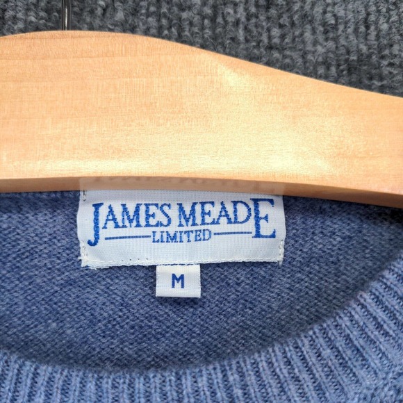James Meade Limited Men's Pullover Knit Sweater Blue Medium Crew Neck Wool - Picture 8 of 12